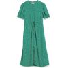 imageAmazon Essentials Womens Fit and Flare HalfSleeve Waisted Midi ALine Dress with PocketsGreen Vine Leaf Print