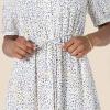 imageAmazon Essentials Womens Fit and Flare HalfSleeve Waisted Midi ALine Dress with PocketsOff White Micro Confetti Print