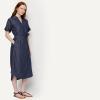 imageAmazon Essentials Womens RelaxedFit Short Sleeve ButtonDown Dress with BeltDark Midnight Wash