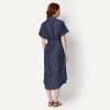 imageAmazon Essentials Womens RelaxedFit Short Sleeve ButtonDown Dress with BeltDark Midnight Wash