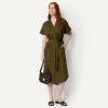 imageAmazon Essentials Womens RelaxedFit Short Sleeve ButtonDown Dress with BeltDeep Brown