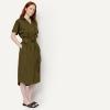 imageAmazon Essentials Womens RelaxedFit Short Sleeve ButtonDown Dress with BeltDeep Brown