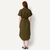 imageAmazon Essentials Womens RelaxedFit Short Sleeve ButtonDown Dress with BeltDeep Brown