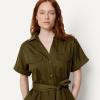 imageAmazon Essentials Womens RelaxedFit Short Sleeve ButtonDown Dress with BeltDeep Brown