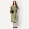 imageAmazon Essentials Womens RelaxedFit Short Sleeve ButtonDown Dress with BeltWashed Khaki Green