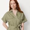 imageAmazon Essentials Womens RelaxedFit Short Sleeve ButtonDown Dress with BeltWashed Khaki Green