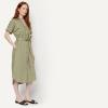 imageAmazon Essentials Womens RelaxedFit Short Sleeve ButtonDown Dress with BeltWashed Khaki Green