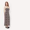 imageAmazon Essentials Womens SlimFit Matte Jersey Strapless Maxi DressDark Maroon Bandana Pattern