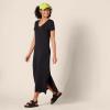 imageAmazon Essentials Womens Stretchy Jersey VNeck Short Sleeve Midi Length DressBlack