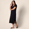 imageAmazon Essentials Womens Stretchy Jersey VNeck Short Sleeve Midi Length DressBlack