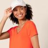 imageAmazon Essentials Womens Stretchy Jersey VNeck Short Sleeve Midi Length DressCoral Orange