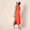 imageAmazon Essentials Womens Stretchy Jersey VNeck Short Sleeve Midi Length DressCoral Orange