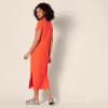 imageAmazon Essentials Womens Stretchy Jersey VNeck Short Sleeve Midi Length DressCoral Orange