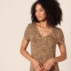 imageAmazon Essentials Womens Stretchy Jersey VNeck Short Sleeve Midi Length DressDark Camel  Small Ikat Animal