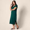 imageAmazon Essentials Womens Stretchy Jersey VNeck Short Sleeve Midi Length DressDark Green