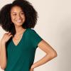 imageAmazon Essentials Womens Stretchy Jersey VNeck Short Sleeve Midi Length DressDark Green