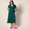 imageAmazon Essentials Womens Stretchy Jersey VNeck Short Sleeve Midi Length DressDark Green