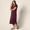 imageAmazon Essentials Womens Stretchy Jersey VNeck Short Sleeve Midi Length DressDark Purple
