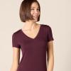 imageAmazon Essentials Womens Stretchy Jersey VNeck Short Sleeve Midi Length DressDark Purple