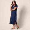imageAmazon Essentials Womens Stretchy Jersey VNeck Short Sleeve Midi Length DressNavy