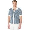 imageAmazon Essentials Mens RelaxedFit Short Sleeve ButtonDown Resort Knit Button Down ShirtDark Blue Stripe Knit