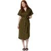 imageAmazon Essentials Womens RelaxedFit Short Sleeve ButtonDown Dress with BeltDeep Brown