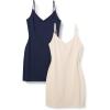 imageAmazon Essentials Womens Slim Fit Cotton Layering Slip DressBeigeNavy