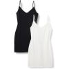 imageAmazon Essentials Womens Slim Fit Cotton Layering Slip DressBlackWhite