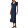 imageAmazon Essentials Womens Stretchy Jersey VNeck Short Sleeve Midi Length DressNavy