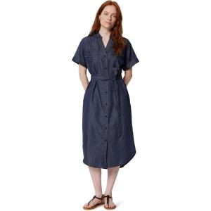 imageAmazon Essentials Womens RelaxedFit Short Sleeve ButtonDown Dress with BeltDark Midnight Wash