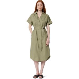 imageAmazon Essentials Womens RelaxedFit Short Sleeve ButtonDown Dress with BeltWashed Khaki Green