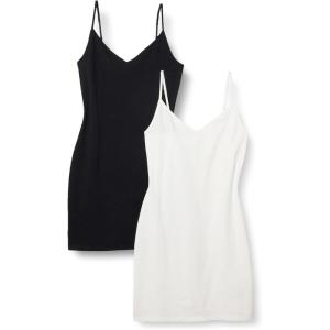 imageAmazon Essentials Womens Slim Fit Cotton Layering Slip DressBlackWhite