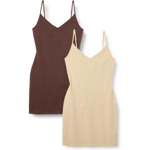 imageAmazon Essentials Womens Slim Fit Cotton Layering Slip DressBrownLight Camel