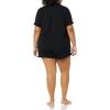 imageAmazon Essentials Womens Cotton Modal Piped Notch Collar Pajama Set Comfortable Loungewear Available in Plus SizeBlack