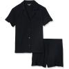 imageAmazon Essentials Womens Cotton Modal Piped Notch Collar Pajama Set Comfortable Loungewear Available in Plus SizeBlack