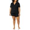 imageAmazon Essentials Womens Cotton Modal Piped Notch Collar Pajama Set Comfortable Loungewear Available in Plus SizeBlack