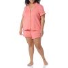 imageAmazon Essentials Womens Cotton Modal Piped Notch Collar Pajama Set Comfortable Loungewear Available in Plus SizeCoral Pink
