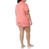 imageAmazon Essentials Womens Cotton Modal Piped Notch Collar Pajama Set Comfortable Loungewear Available in Plus SizeCoral Pink