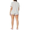 imageAmazon Essentials Womens Cotton Modal Piped Notch Collar Pajama Set Comfortable Loungewear Available in Plus SizeGrey Heather