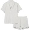 imageAmazon Essentials Womens Cotton Modal Piped Notch Collar Pajama Set Comfortable Loungewear Available in Plus SizeGrey Heather