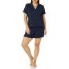 imageAmazon Essentials Womens Cotton Modal Piped Notch Collar Pajama Set Comfortable Loungewear Available in Plus SizeNavy