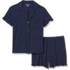 imageAmazon Essentials Womens Cotton Modal Piped Notch Collar Pajama Set Comfortable Loungewear Available in Plus SizeNavy