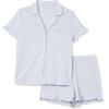 imageAmazon Essentials Womens Cotton Modal Piped Notch Collar Pajama Set Comfortable Loungewear Available in Plus SizePale Blue
