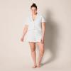 imageAmazon Essentials Womens Cotton Modal Piped Notch Collar Pajama Set Comfortable Loungewear Available in Plus SizeWhite Dots Print