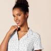 imageAmazon Essentials Womens Cotton Modal Piped Notch Collar Pajama Set Comfortable Loungewear Available in Plus SizeWhite Dots Print