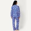 imageAmazon Essentials Womens Cotton Stretch Poplin Pajama Set Long Sleeve ButtonDown Shirt with PantsBlue Paisley Floral
