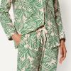 imageAmazon Essentials Womens Cotton Stretch Poplin Pajama Set Long Sleeve ButtonDown Shirt with PantsLight Pink Palm Leaves