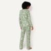 imageAmazon Essentials Womens Cotton Stretch Poplin Pajama Set Long Sleeve ButtonDown Shirt with PantsLight Pink Palm Leaves