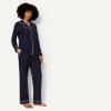 imageAmazon Essentials Womens Cotton Stretch Poplin Pajama Set Long Sleeve ButtonDown Shirt with PantsNavy Ivory Dot