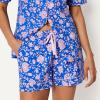 imageAmazon Essentials Womens Cotton Stretch Poplin Pajama Set Short Sleeve ButtonDown with ShortsBlue Paisley Floral